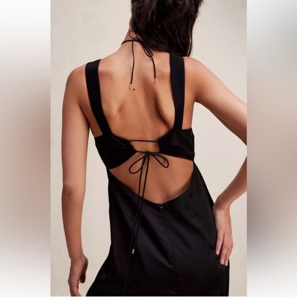 NWT Free People Gia Black Satin Maxi Size 0 Dress - Picture 8 of 8